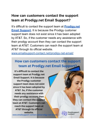 How can customers contact the support team at Prodigy.net Email Support?