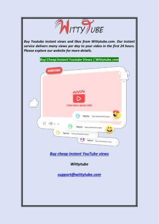 Buy Cheap Instant Youtube Views  Wittytube.com