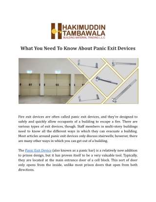 What You Need To Know About Panic Exit Devices