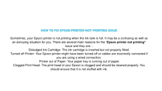 HOW TO FIX EPSON PRINTER NOT PRINTING ISSUE