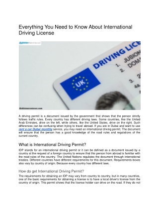 Everything You Need to Know About International Driving License