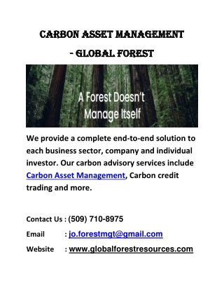 Carbon Asset Management - Global Forest