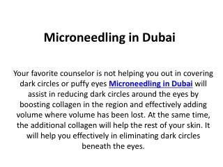 Microneedling in Dubai