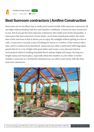 Best Sunroom contractors|  Amfine Construction