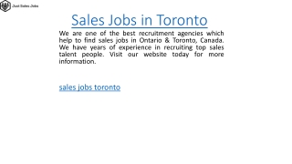 Sales Jobs in Toronto Justsalesjobs.ca