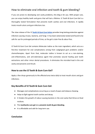 How to eliminate oral infection and tooth & gum bleeding?