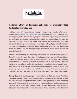 Hellolulu Offers an Exquisite Collection of Crossbody Bags