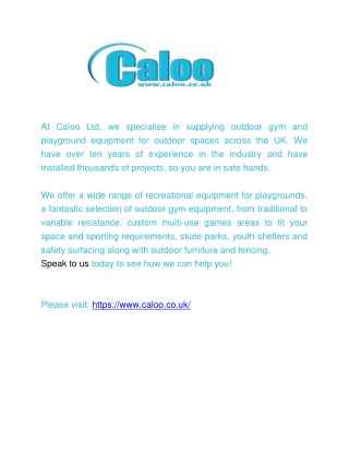 Outdoor Gym and Playground Equipment Suppliers in the UK - Caloo Ltd.