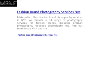 Fashion Brand Photography Services Nyc Materealist