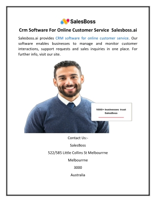 Crm Software For Online Customer Service  Salesboss.ai