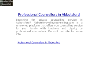 Professional Counsellors in Abbotsford Abbotsfordvalleycounselling.com