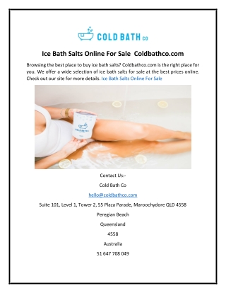 Ice Bath Salts Online For Sale  Coldbathco.com