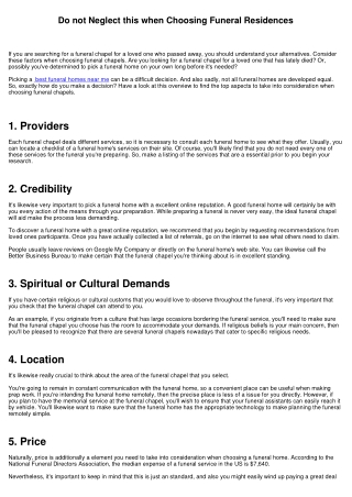 Don't Neglect this when Selecting Funeral Homes