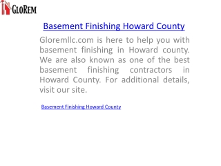 Basement Finishing Howard County  Gloremllc.com