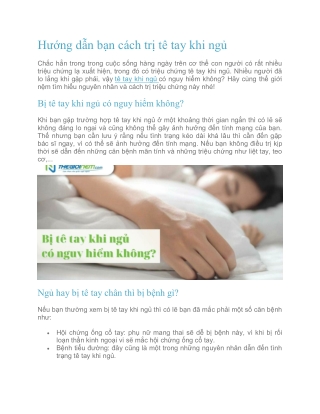 Hướng dẫn bạn cách trị tê tay khi ngủ