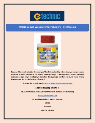 Klej Do Żeliwa Wysokotemperaturowy | Etechnic.eu