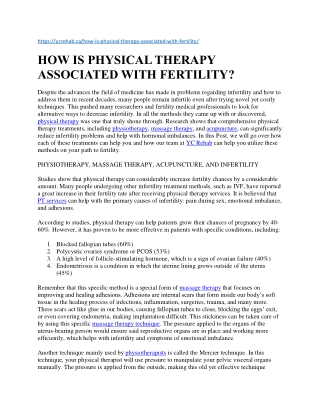 HOW IS PHYSICAL THERAPY ASSOCIATED WITH FERTILITY