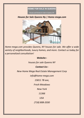 Houses for Sale Queens Ny  Home-mega