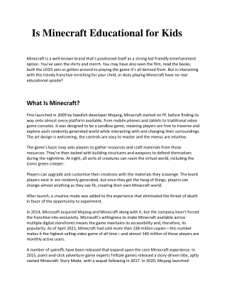 Is Minecraft Educational for Kids?