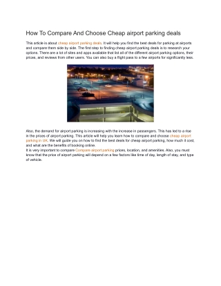 How To Compare And Choose Cheap airport parking deals