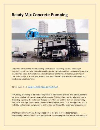 Ready Mix Concrete Pumping