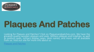 Plaques And Patches | Plaquesandpatches.com