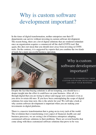 Why is custom software development important