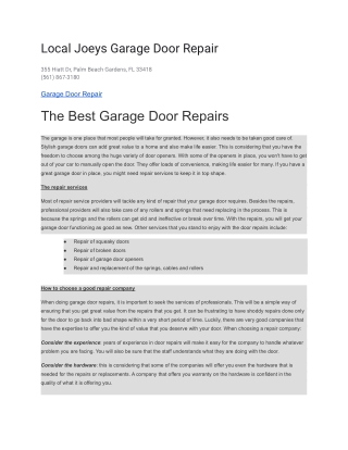 Local Joeys Garage Door Repair