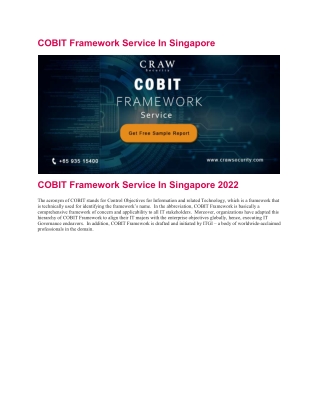 COBIT Framework Service In Singapore