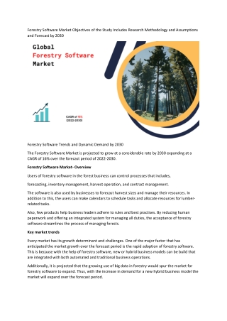 Forestry Software Market Growth Statistics, Segment, Trends and Forecast to 2030