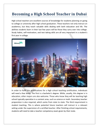Becoming a High School Teacher in Dubai
