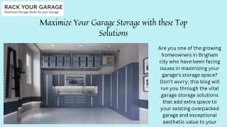 Some Key Solutions to Consider for Optimal Garage Storage