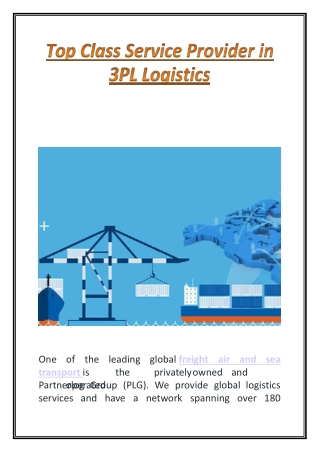 Top Class Service Provider in 3PL Logistics