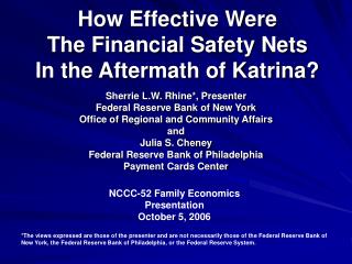 How Effective Were The Financial Safety Nets In the Aftermath of Katrina?