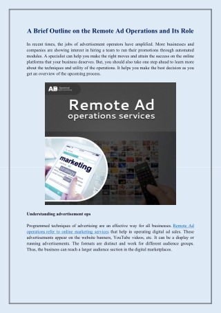 A Brief Outline On The Remote Ad Operations And Its Role