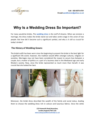 Why Is a Wedding Dress So Important?