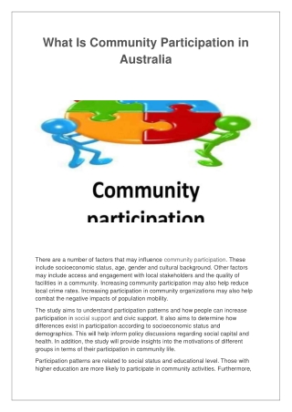 What Is Community Participation in Australia