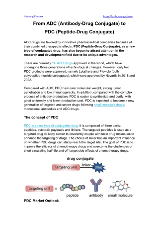 From ADC (Antibody-Drug Conjugate) to PDC (Peptide-Drug Conjugate)