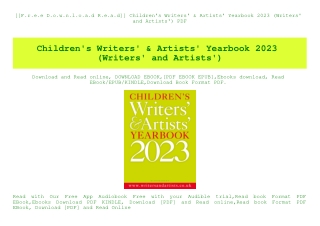 [[F.r.e.e D.o.w.n.l.o.a.d R.e.a.d]] Children's Writers' & Artists' Yearbook 2023 (Writers' and Artists') PDF