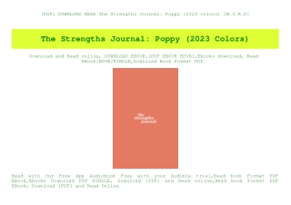 [PDF] DOWNLOAD READ The Strengths Journal Poppy (2023 Colors) [W.O.R.D]