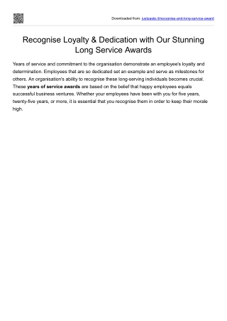 Recognise Loyalty & Dedication with Our Stunning Long Service Awards