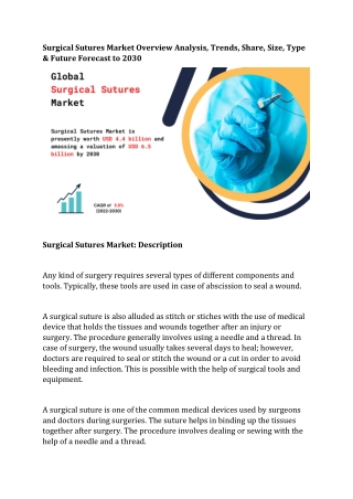 Surgical Sutures Market Overview Analysis by Forecast 2022
