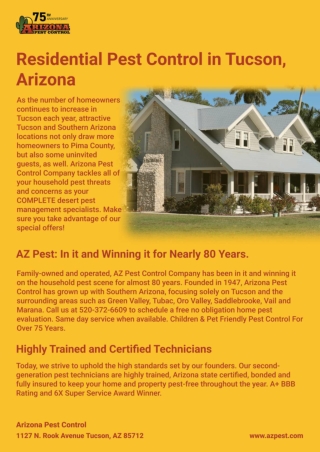 Residential Pest Control in Tucson, Arizona