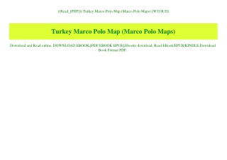 ((Read_[PDF])) Turkey Marco Polo Map (Marco Polo Maps) [W.O.R.D]