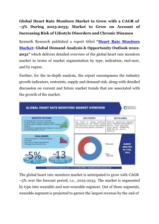 Global Heart Rate Monitors Market Size, Research & Analysis Pr