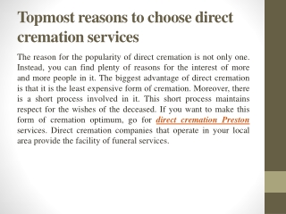 Services of Direct Cremation Preston