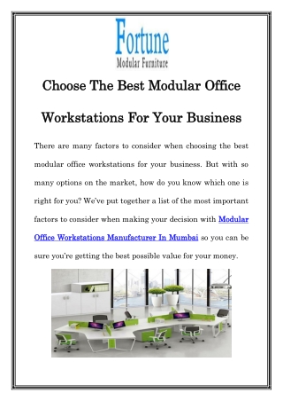 Modular Office Workstations Manufacturer In Mumbai Call- 91-2222618352