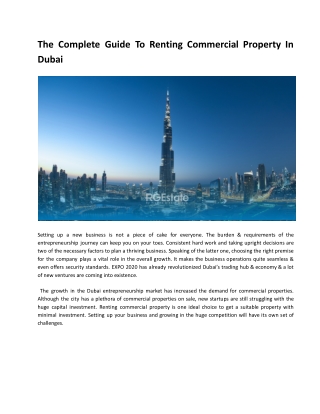 The Complete Guide To Renting Commercial Property In Dubai