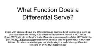 What Function Does a Differential Serve_