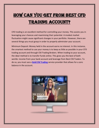 How Can You Get From Best CFD Trading Account?